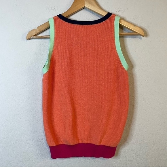 Loft Pink Orange Colorblock Sweater Tank Cotton Y2K Size Small - Picture 7 of 11